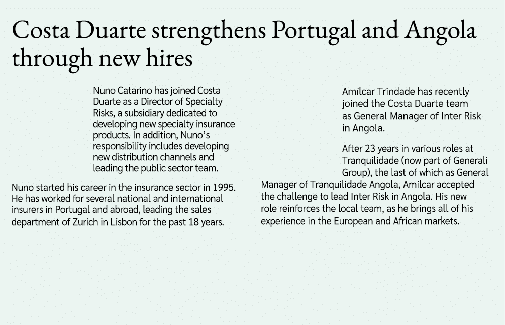 Costa Duarte strengthens Portugal and Angola through new hires Nuno Catarino has joined Costa Duarte as a Director of...